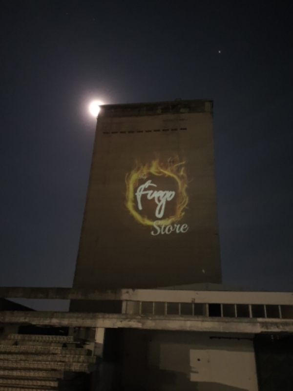 logo marks project to the wall by advertising projection lamp