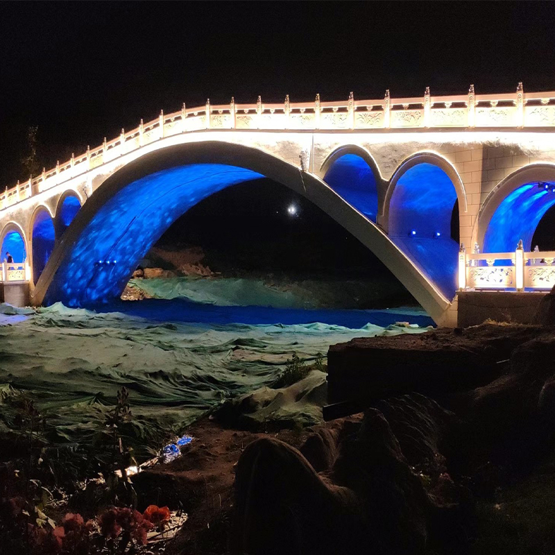 How to complete the bridge lighting with water wave projection lamp