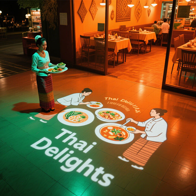 Restaurant/Shop Rotating Advertising Projector Light-Custom Logo Patterns for Indoor/Outdoor Customer Attraction.