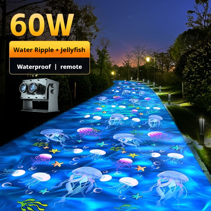 60w Dynamic water ripples walking jellyfish projector outdoor ground indoor wall light atmosphere creative special effects spotlight