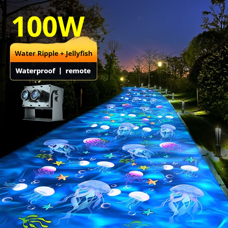 New Noparde 100w Dynamic water ripple projection light jellyfish dolphin whale atmosphere lighting ground door head logo shop sign pattern
