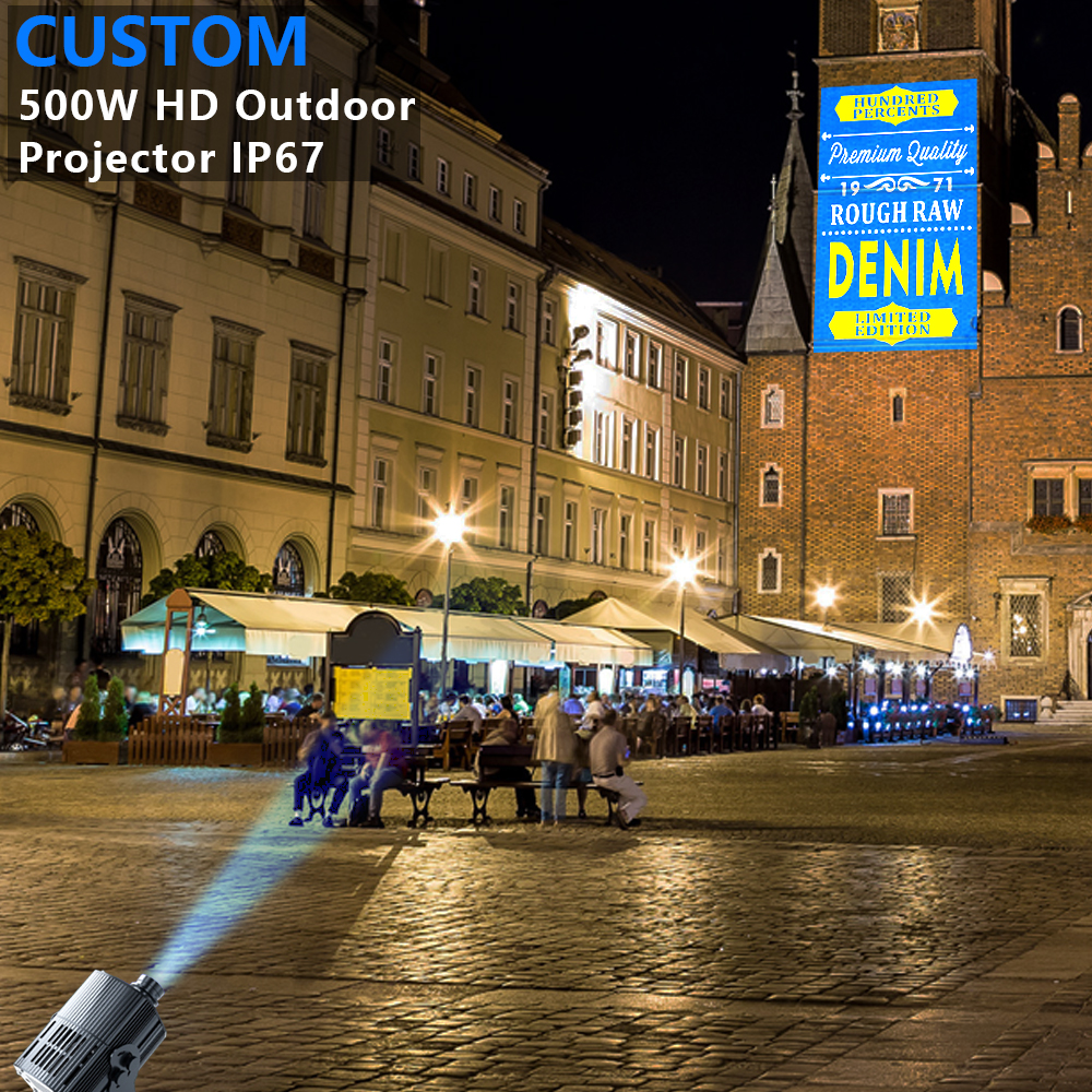 500W Outdoor Ad Projector: Dual-Mode Projection for Static/Dynamic Logos