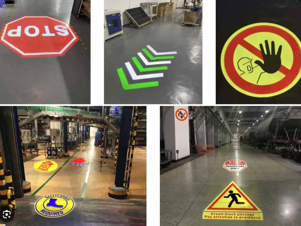 Projected visual guidance used to make the worksite boundary easier to recognize